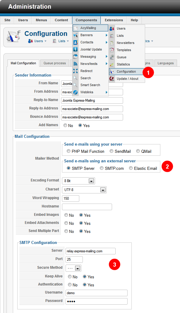 Administration SMTP