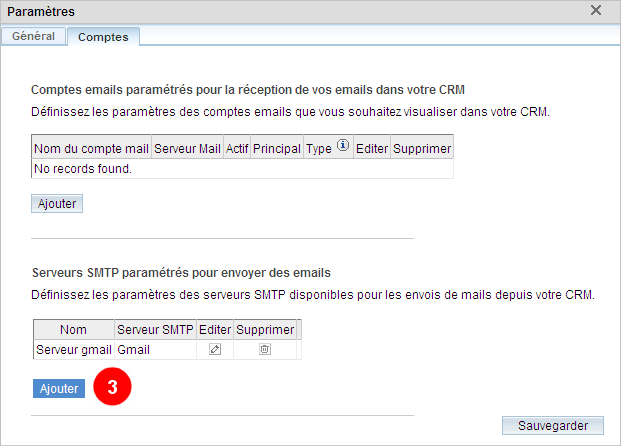 Sugar CRM Onglet comptes